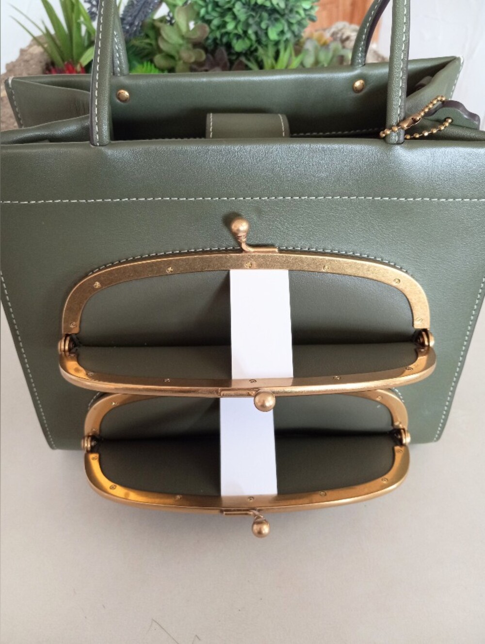 Coach Cashin Carry Tote 22, Double Kisslock, Green - Picture 15 of 15